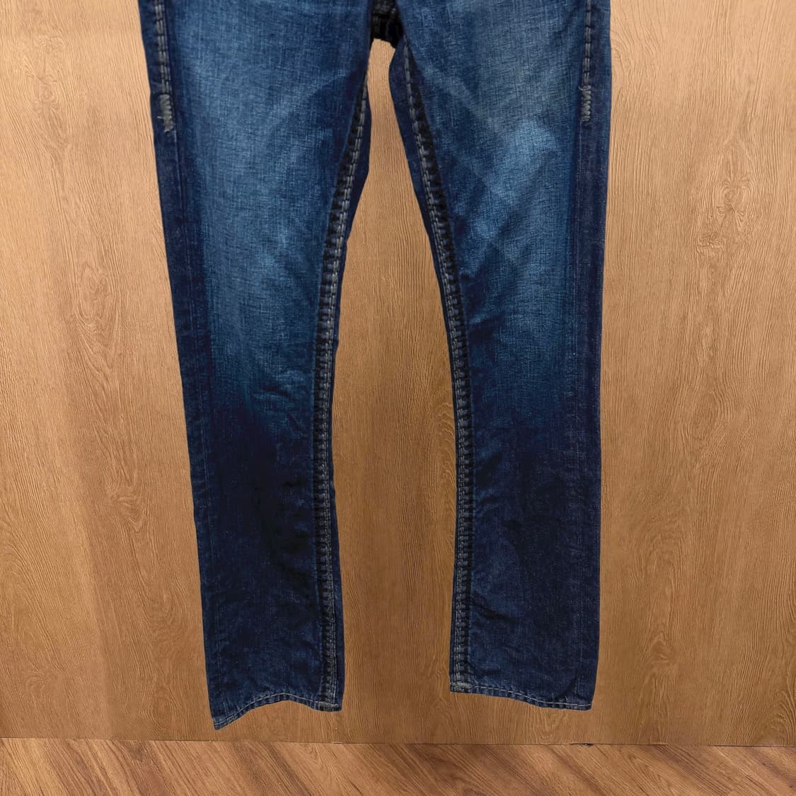 트루릴리젼 스트레이트 데님 팬츠 빈티지 워싱 스티치 라인 디테일 진청 상품이미지5