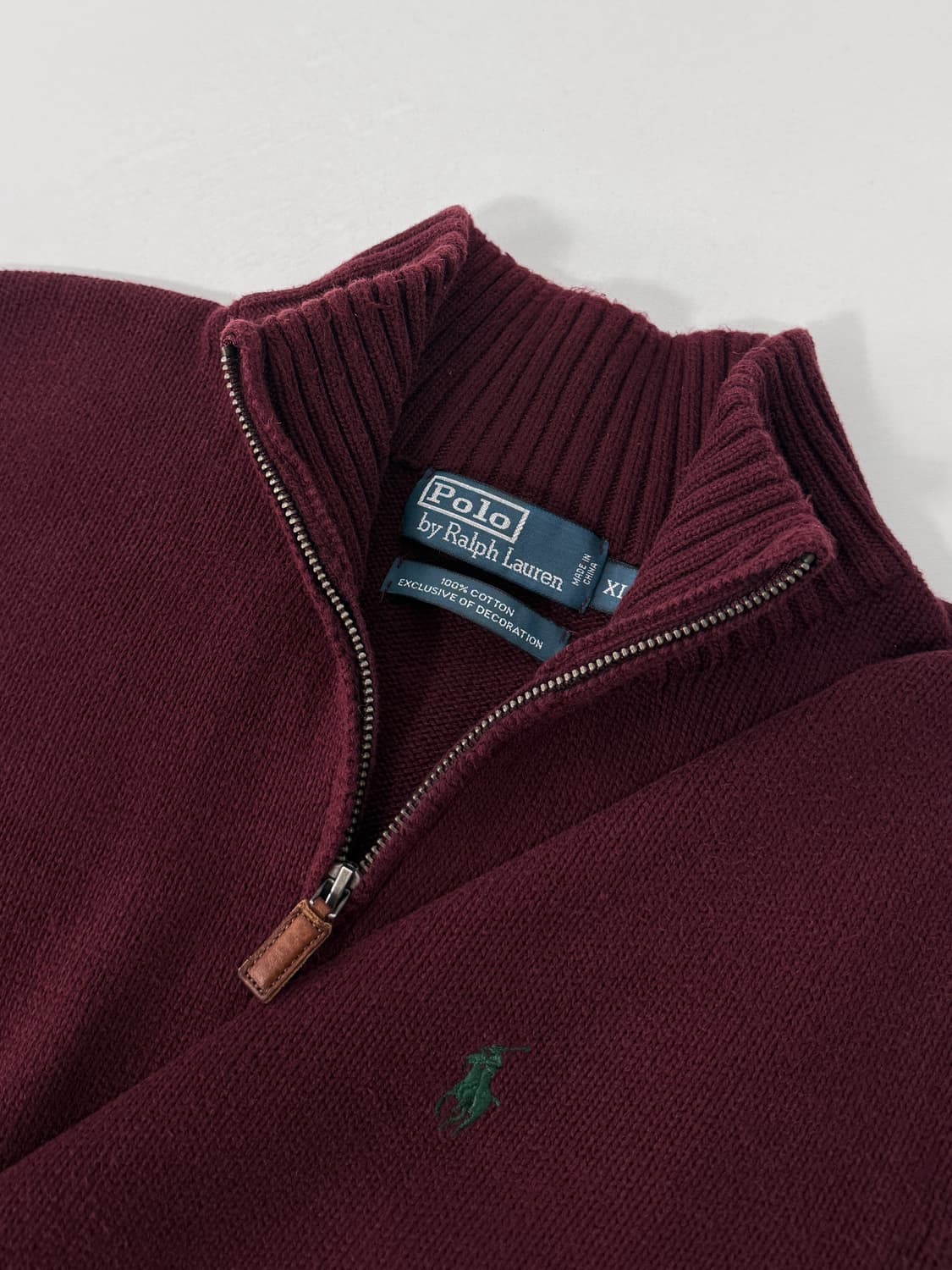 폴로 랄프로렌 루즈핏 딥버건디 코튼 하프집 니트 상품이미지4