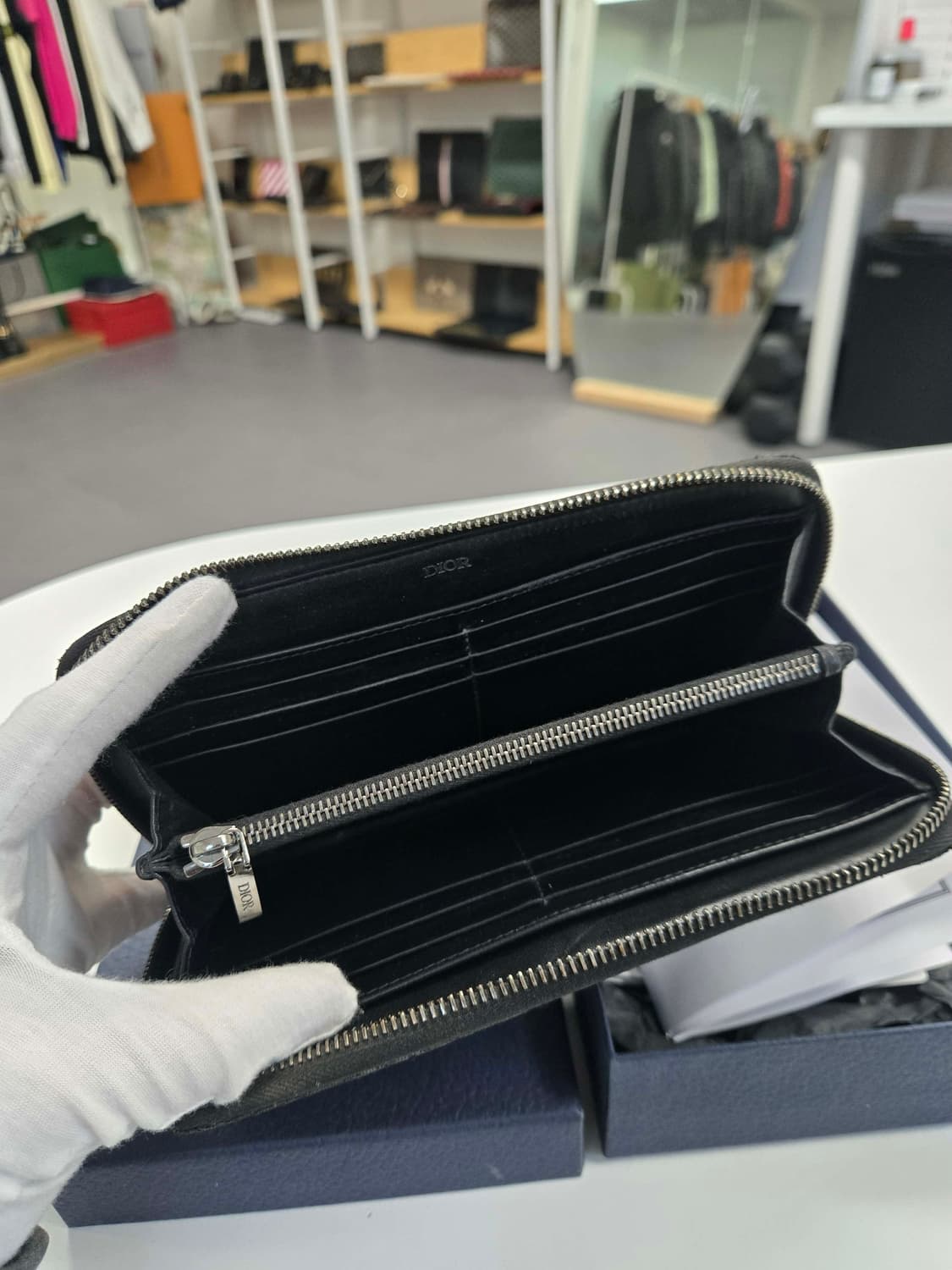 [보증서 정품] 디올 오블리크 지퍼돌이 장지갑 상품이미지1