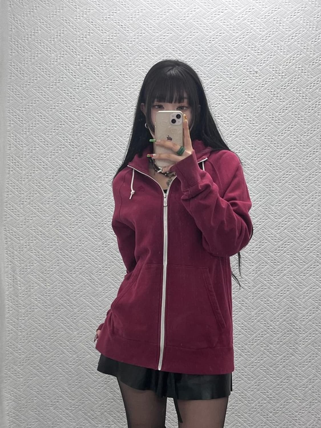 나이키 올드스쿨 레트로 버건디 와인 후드집업 L C09449 상품이미지2