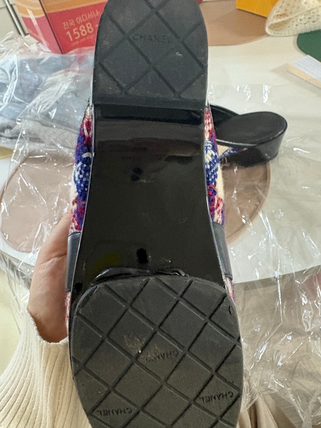 샤넬 트위드 클로그 뮬 슬리퍼 38 정품 245-250 상품이미지3