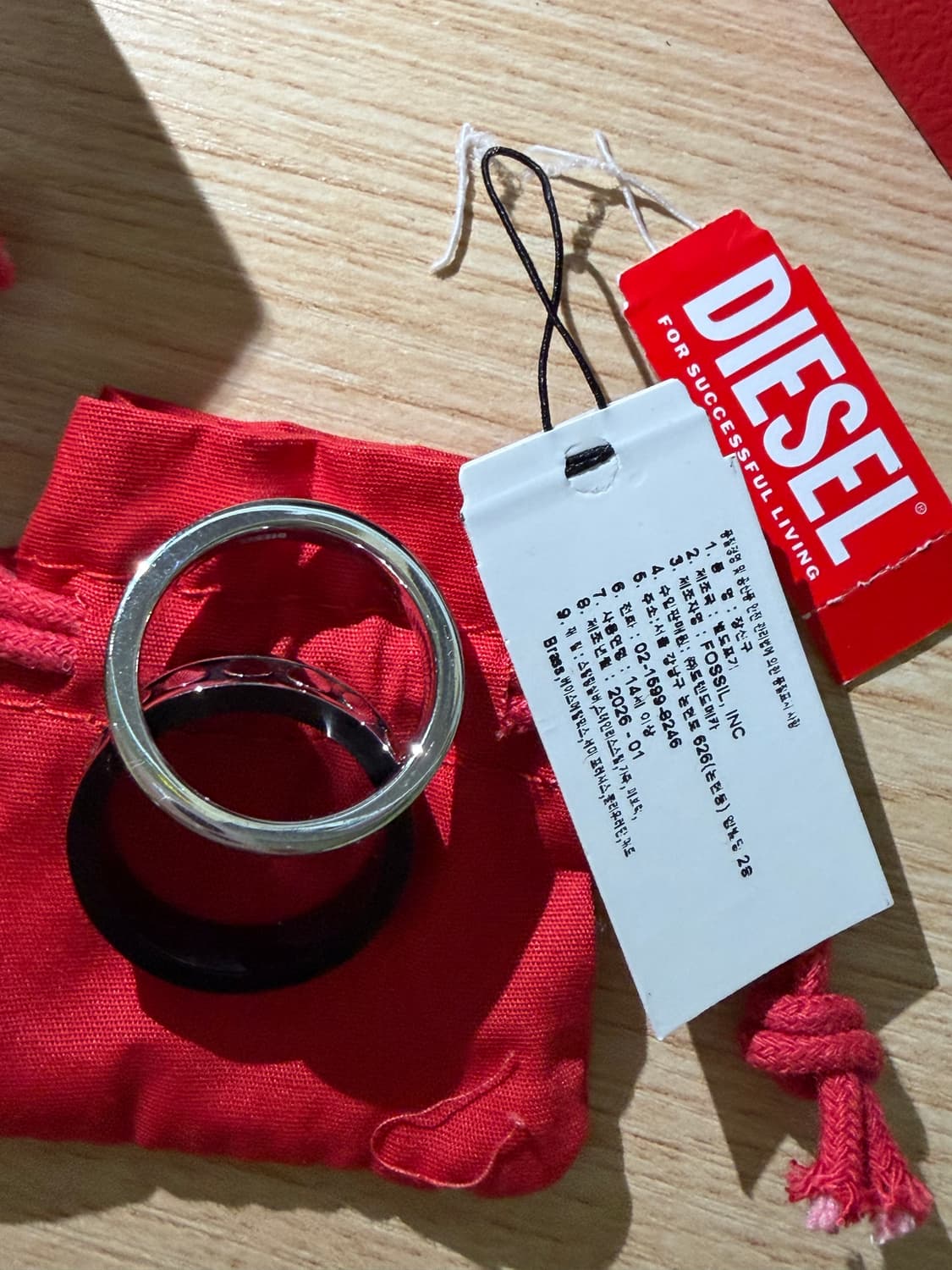 디젤 Dx1170 스테인리스 스틸 링 세트 실버 블랙 (2개 세트) 상품이미지2