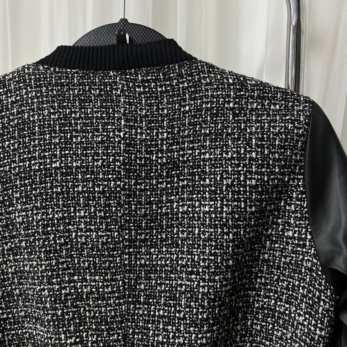 트위드 가죽 소매 블루종 자켓 M사이즈 상품이미지4