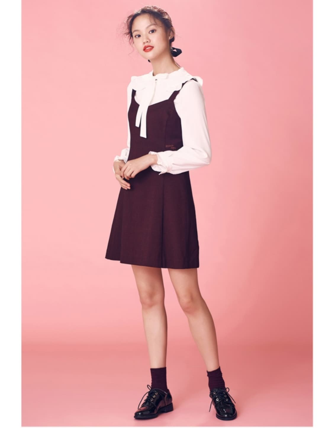 로엠 디즈니 콜라보 원피스 버건디 미니원피스 상품이미지1