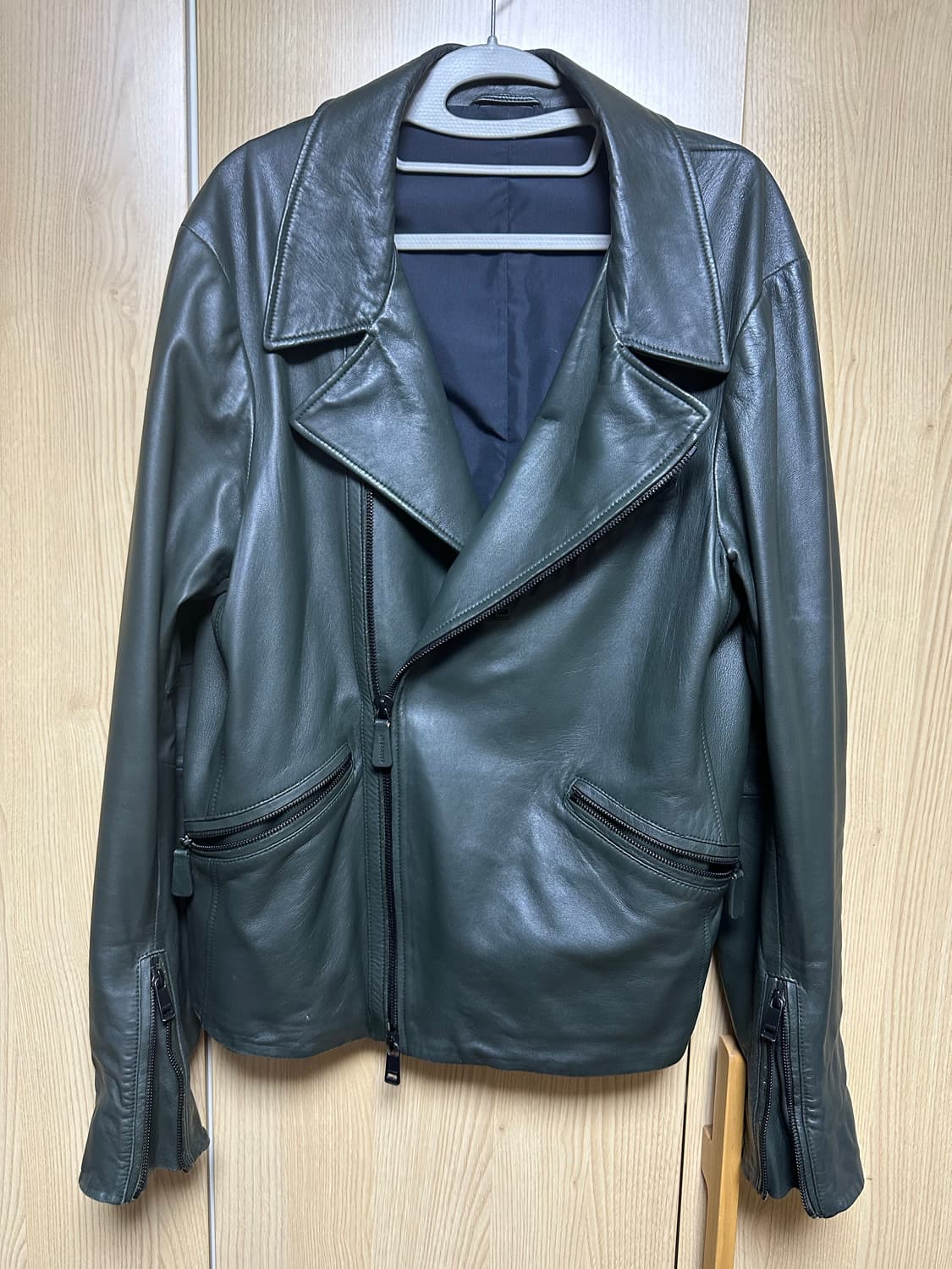 질샌더 2014 양가죽 라이더 자켓 다크그린 52 상품이미지2