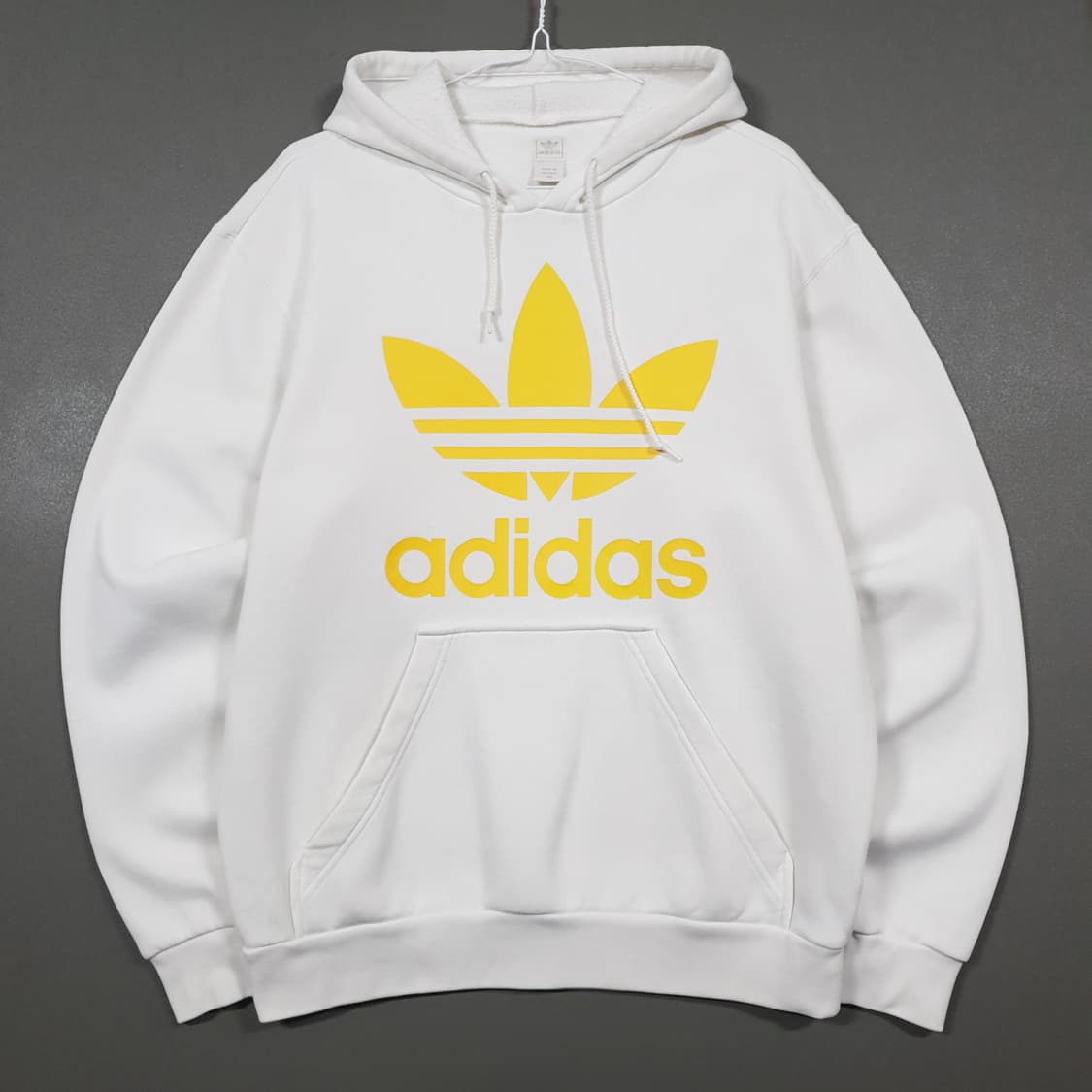 L) 아디다스 파이어버드 트레포일 빅로고 후드티 화이트 옐로우 100 상품이미지1