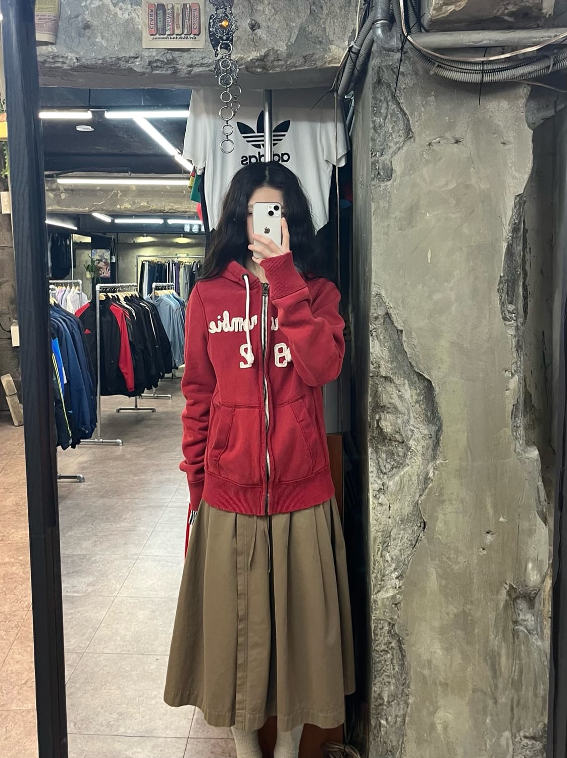 아베크롬비 기모 후드집업 레드 S #csz2771 상품이미지2