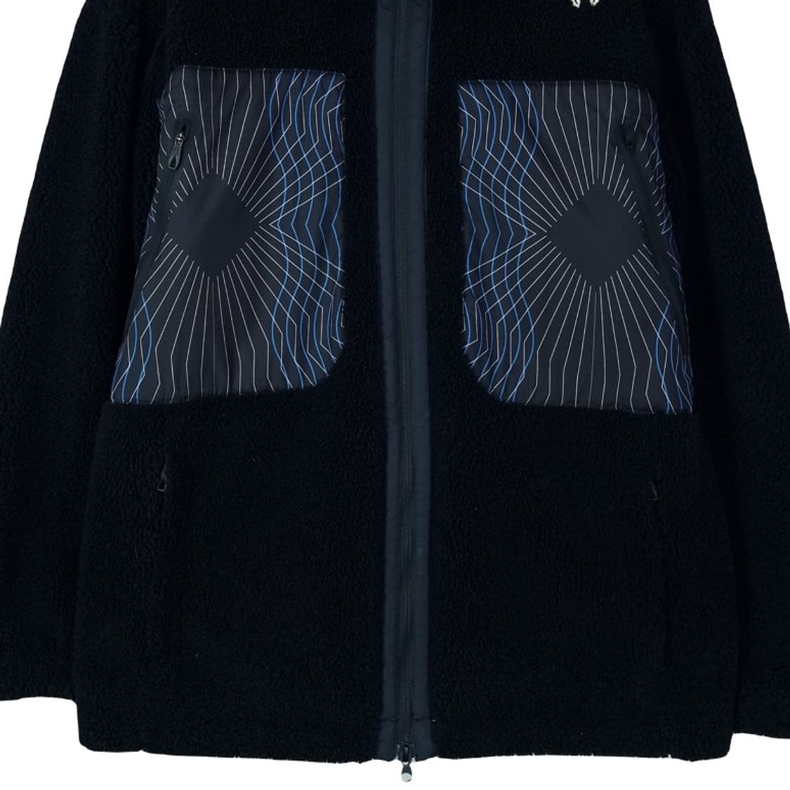 [스파이더]그래픽 패치 오버핏 쉐르파 후리스 집업 자켓 블랙 M18115 상품이미지5