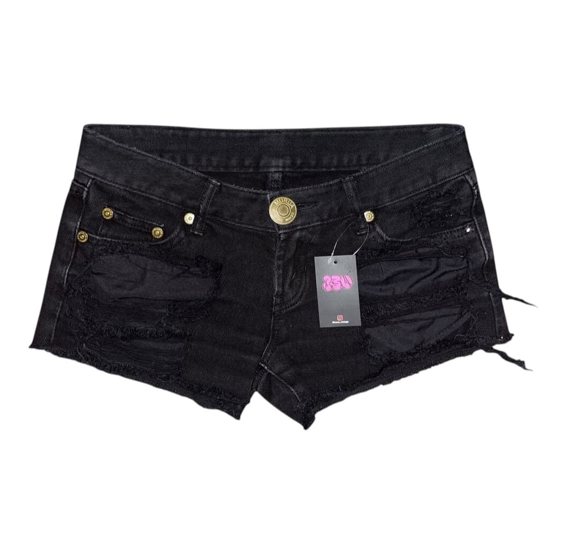 데미지포인트 검정데님숏팬츠 y2k갸루펑크 상품이미지1
