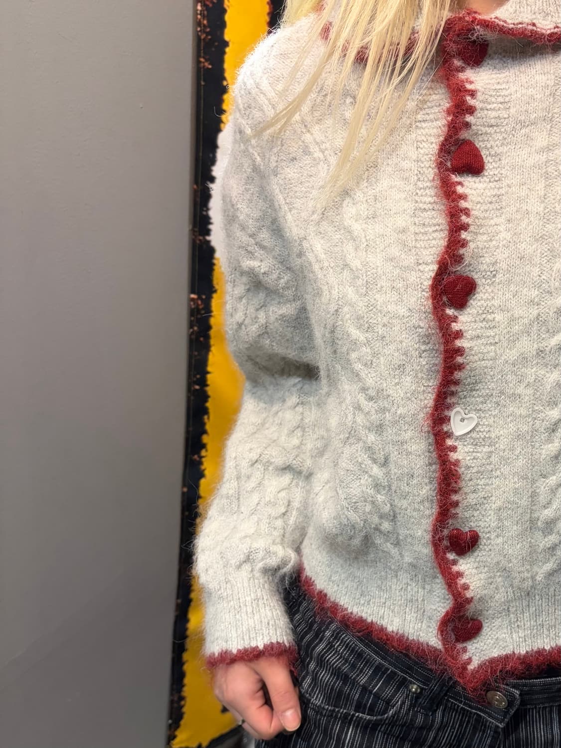 빈티지 하트 버튼 니트 상품이미지6