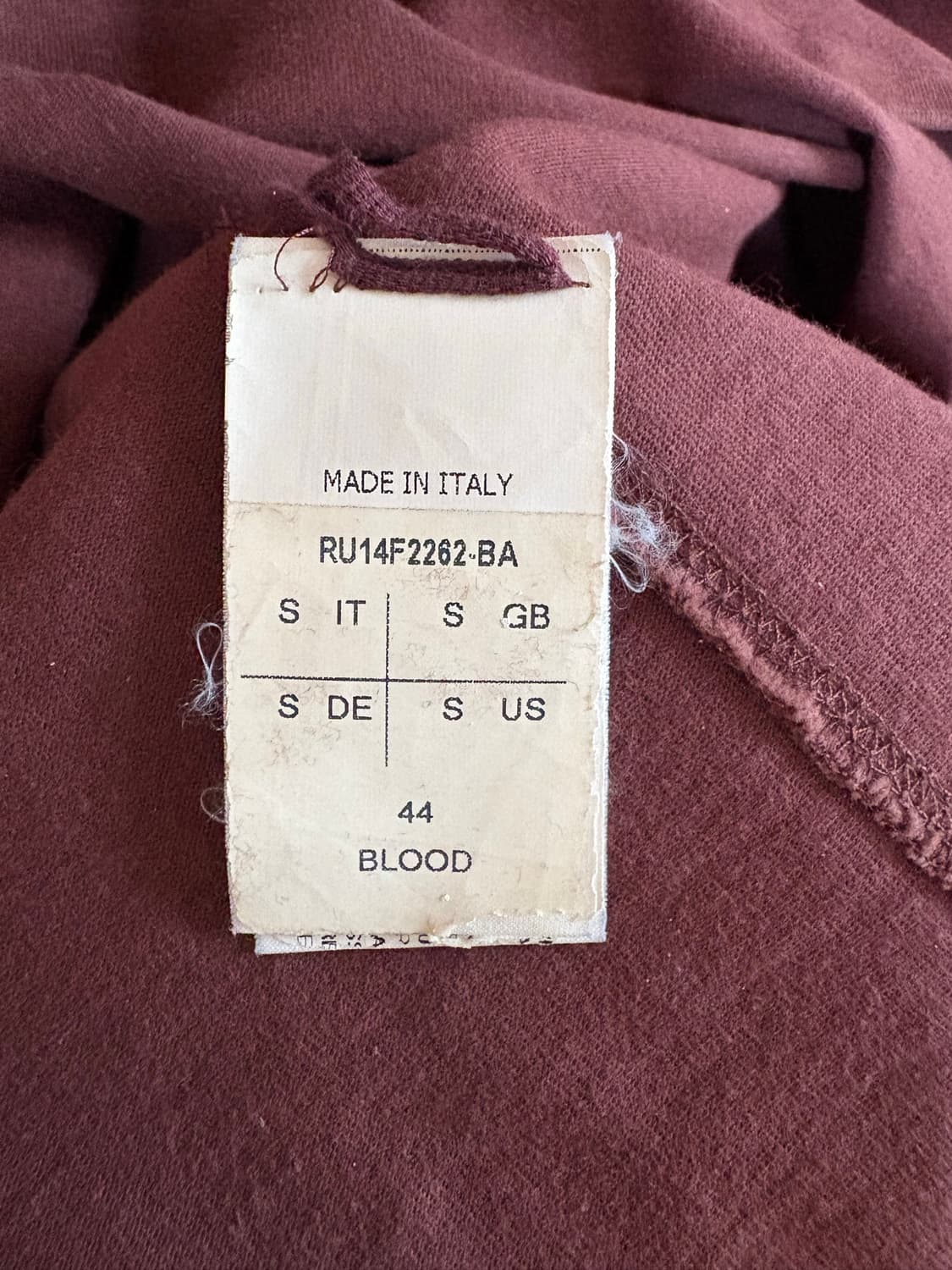 [44] 릭오웬스 14FW 무디 시즌 BLOOD 점보 티셔츠 상품이미지5