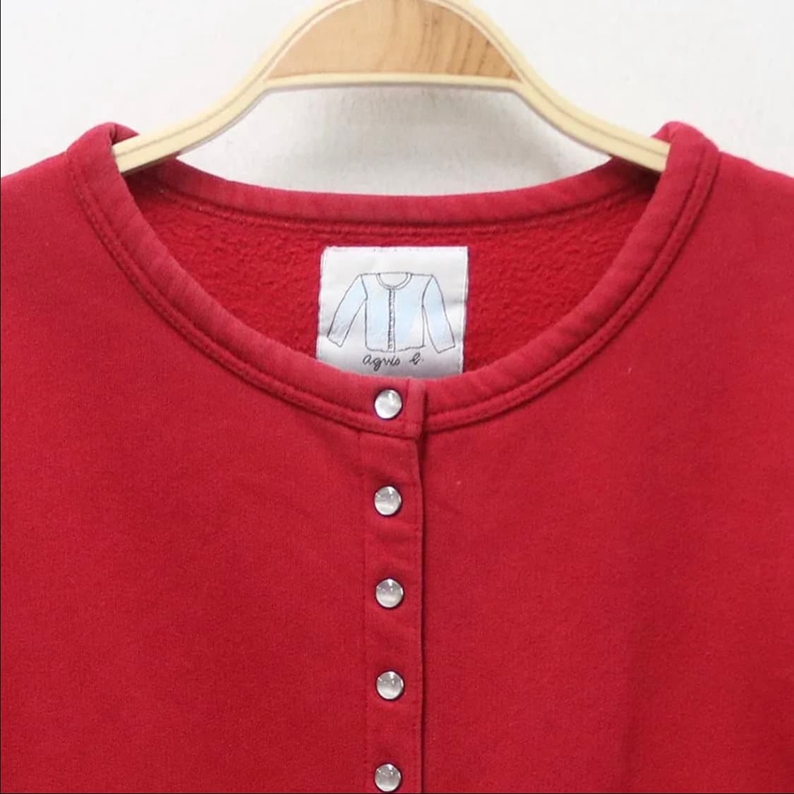 아네스 베 레드 크롭 가디건 상품이미지3