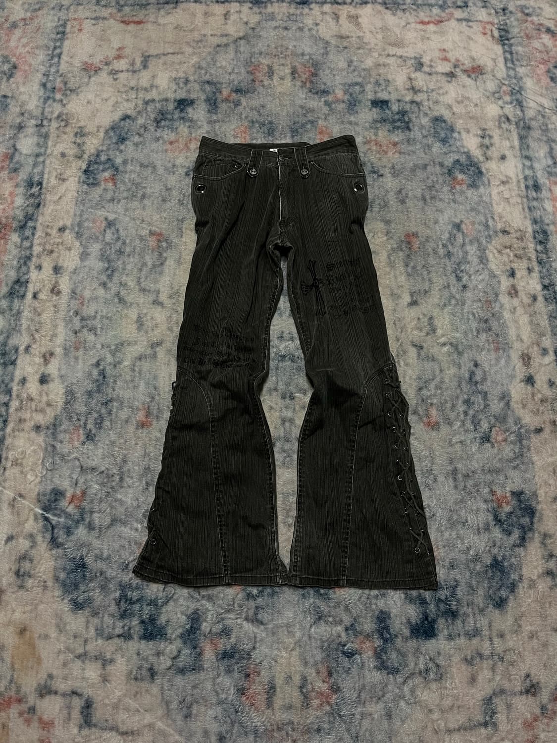 Place plan lettering lace up bell bottom 상품이미지2