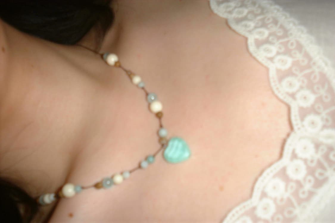 Mint heart 2 necklace 민트 하트투 비즈 목걸이 상품이미지2