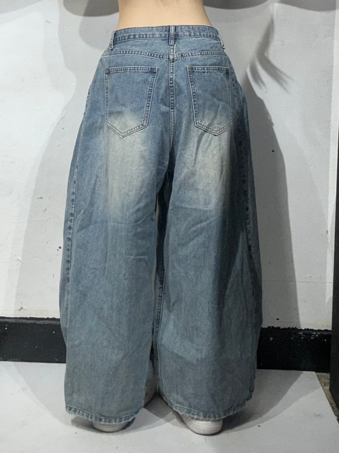 80s 빈티지 연청 와이드 벌룬 청바지 데님 팬츠 L 상품이미지3