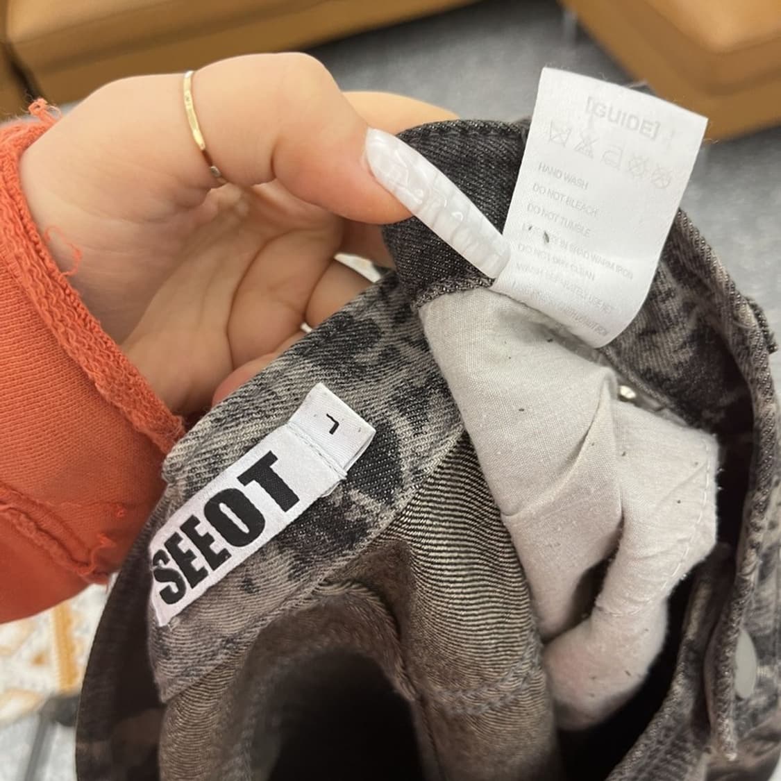 SEEOT 빈티지 아메카지 스트릿 펑크 데미지 와이드팬츠 L C10725 상품이미지5