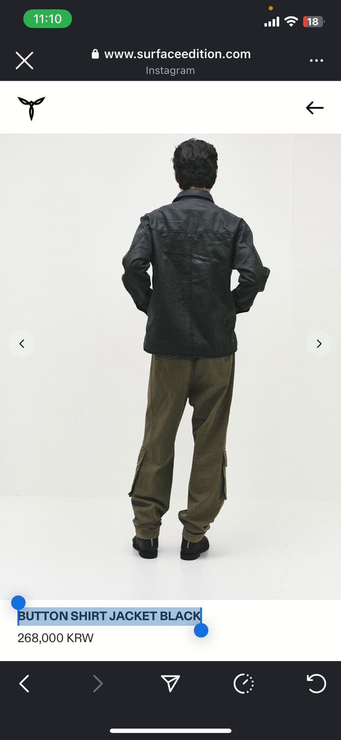 서피스에디션 BUTTON SHIRT JACKET BLACK 상품이미지2