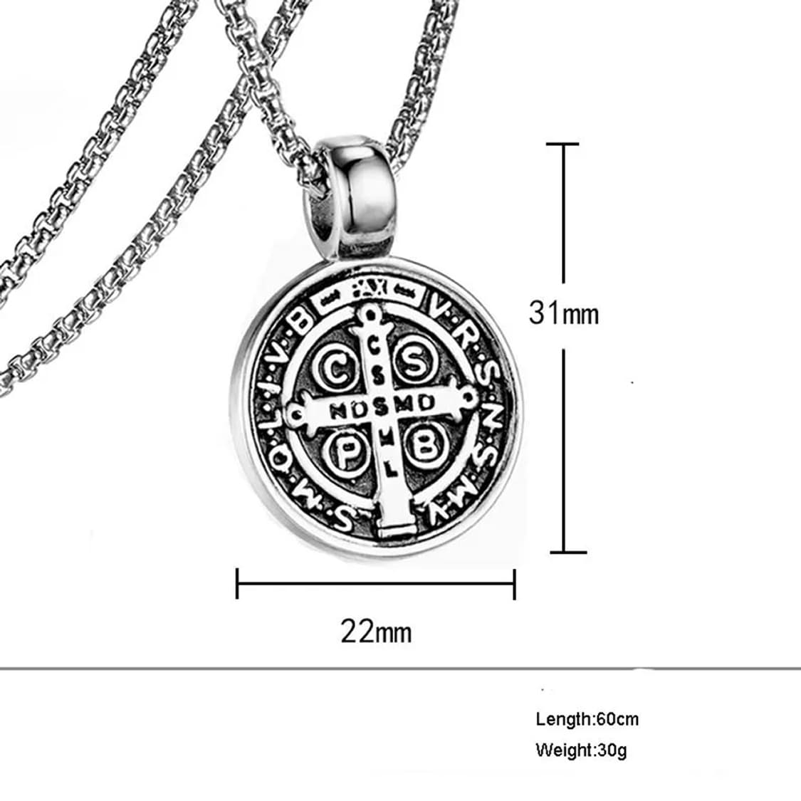 성 베네딕토 펜던트 스테인레스 스틸 목걸이 22x22 mm 상품이미지4