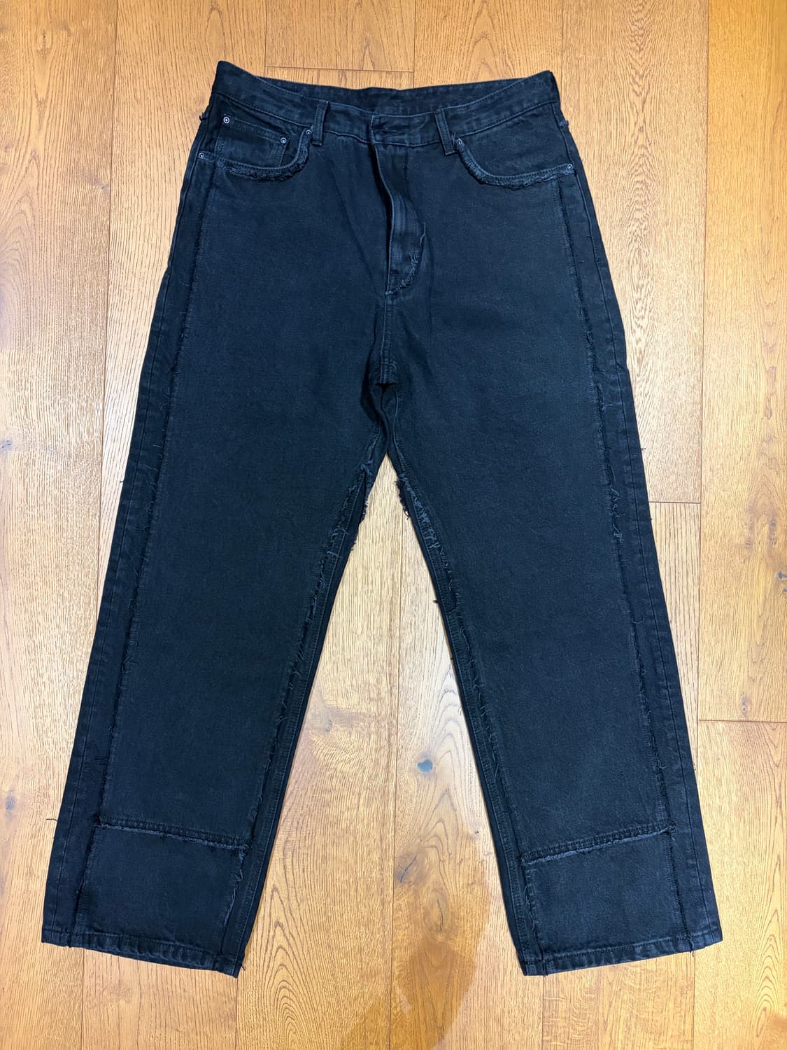 쿠어 컷오프 패널드 데님 블랙 팬츠 L (새상품) 상품이미지1