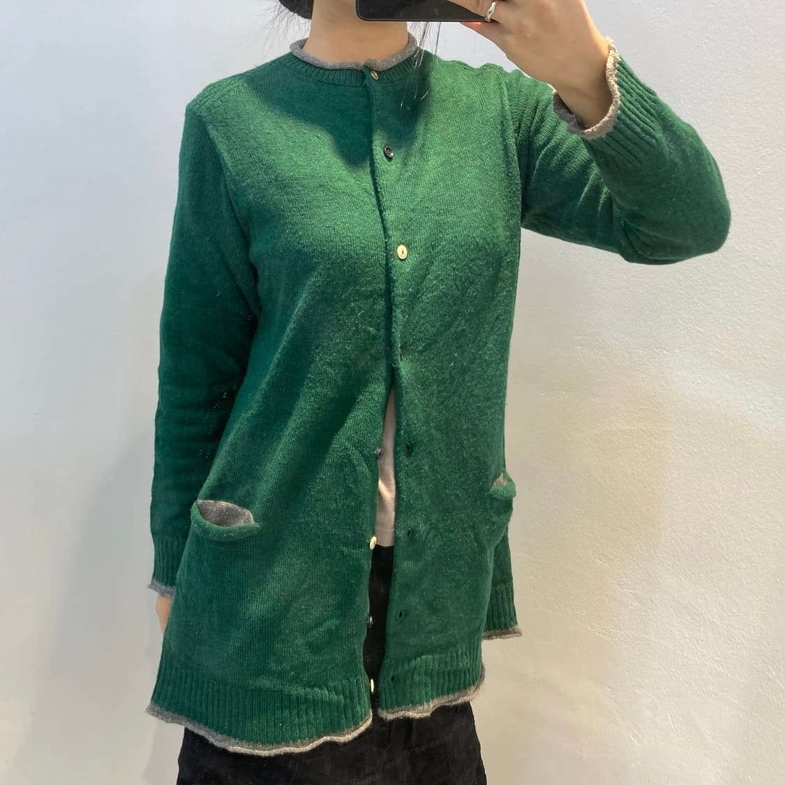 포인트 버튼 니트 롱 가디건 상품이미지2