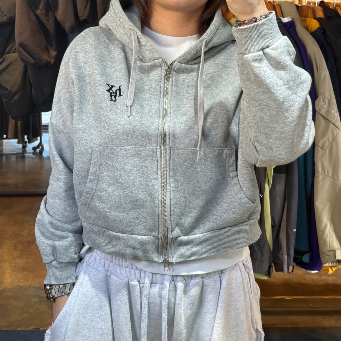 에이치덱스 투웨이 크롭 후드집업 상품이미지1