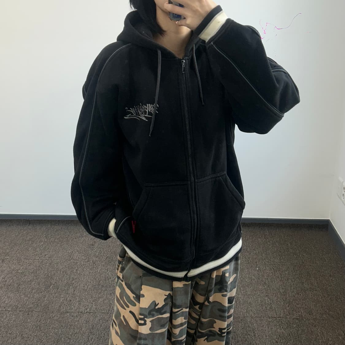 MF.! 마자플라자 레터링로고 백포인트 블랙 후드집업 상품이미지2