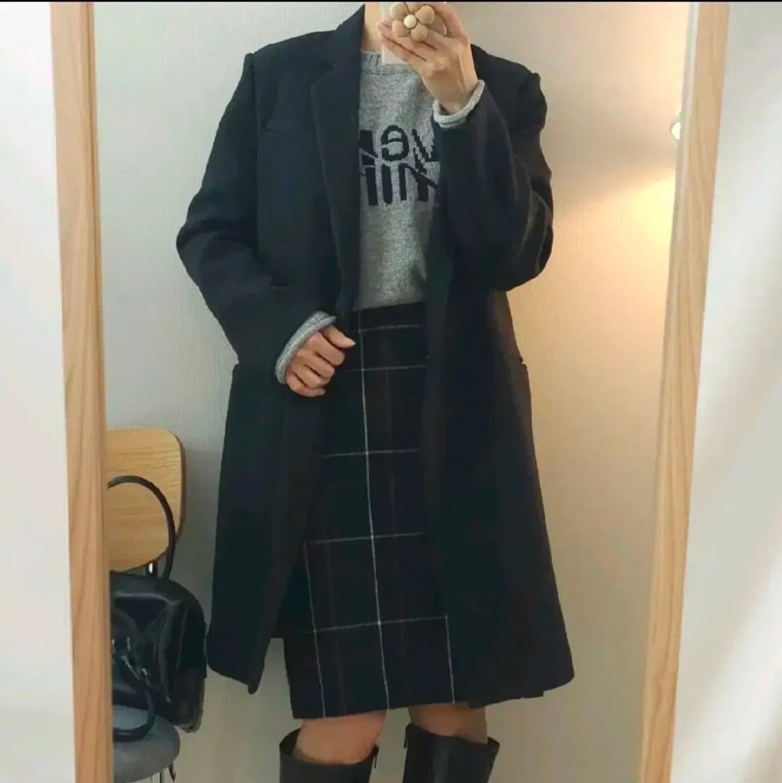 (88-98-165)SJSJ 울 캐시미어 모직 여성 코트 차콜 상품이미지1