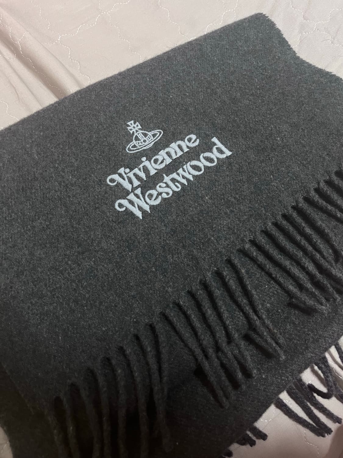 비비안웨스트우드 자수로고 울 목도리 머플러 스카프 그레이 상품이미지1