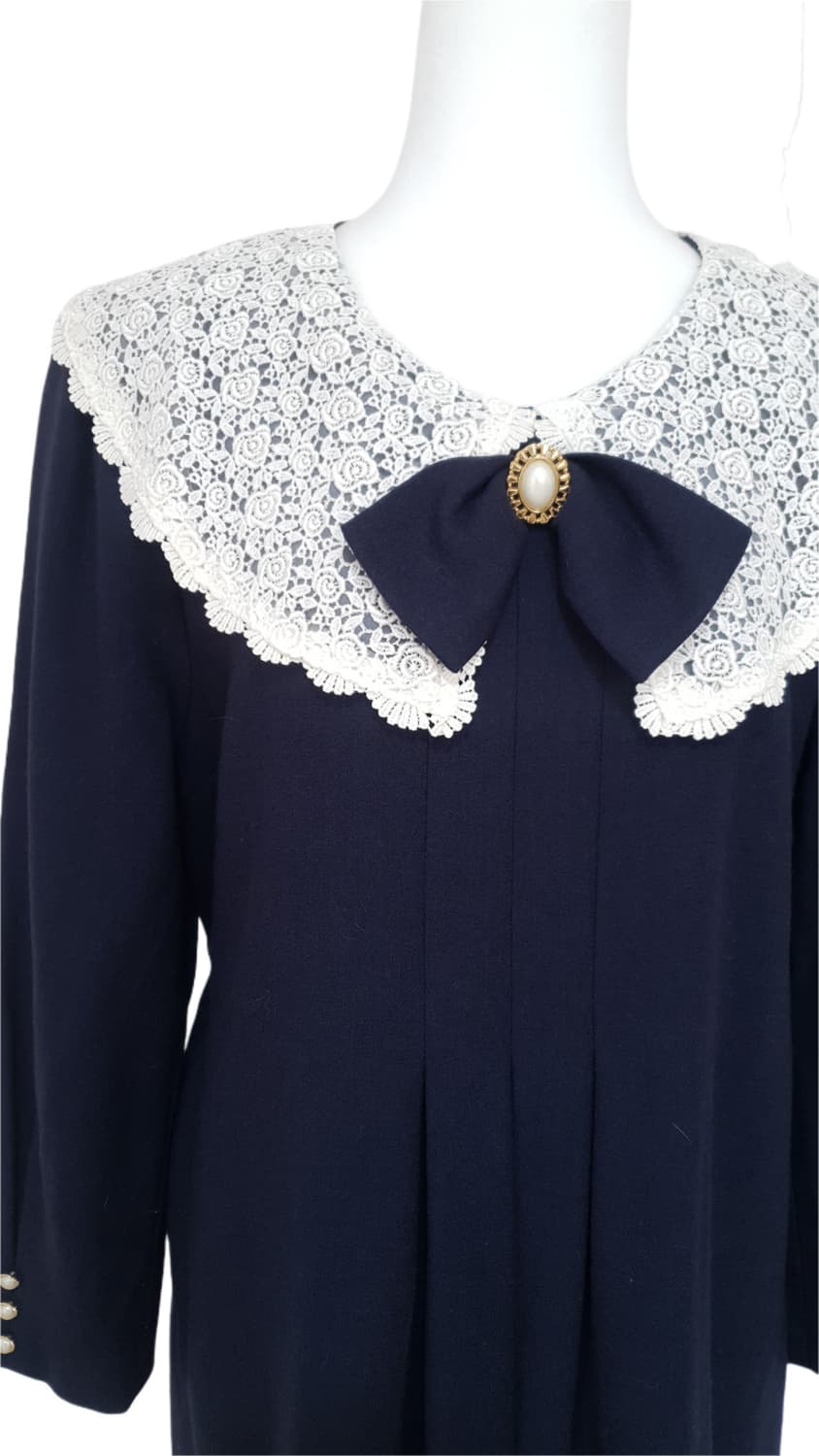 빈티지 모던 클래식 네이비 원피스 상품이미지3