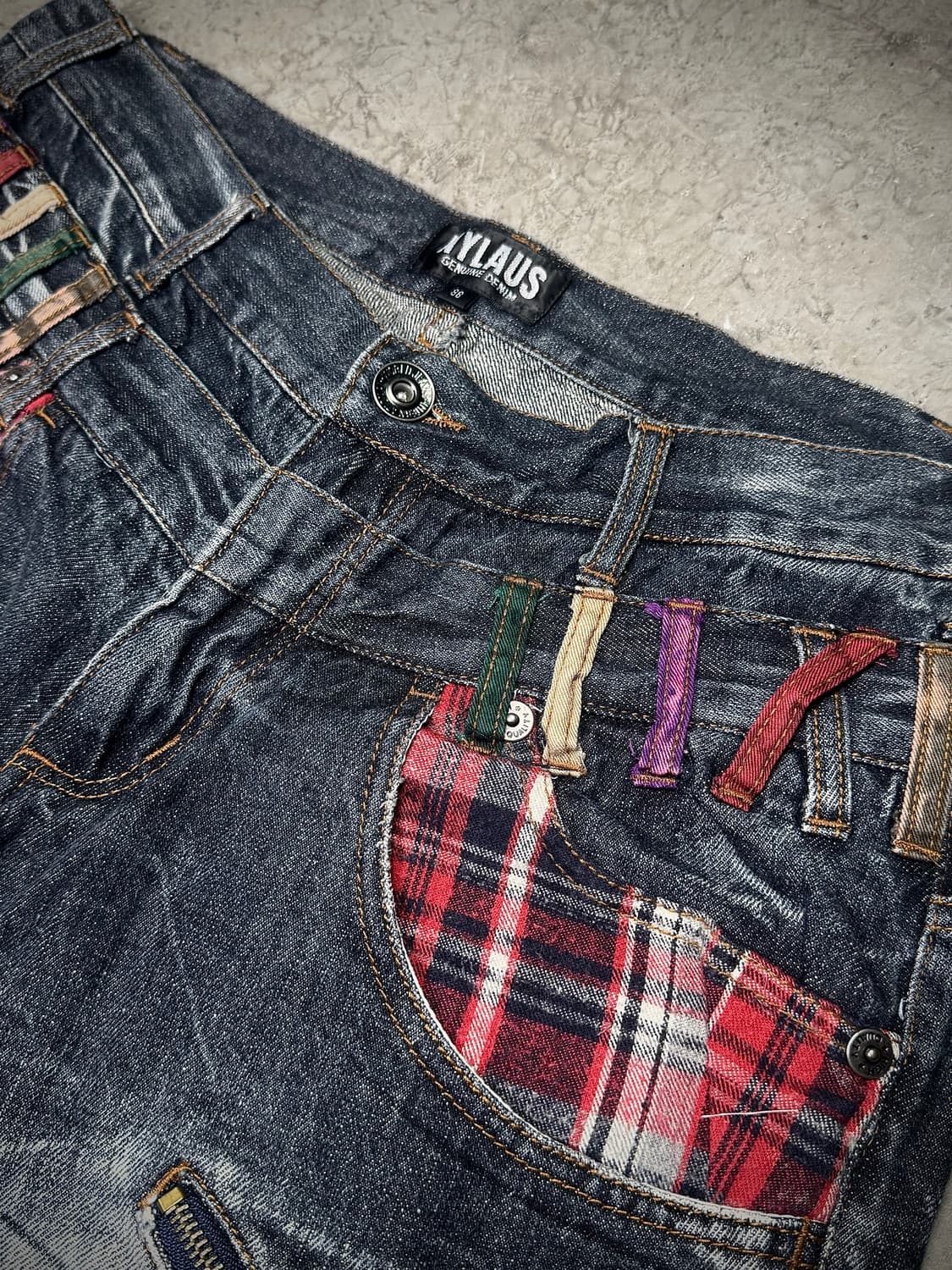Crushed Check Double Belt Denim Shorts 상품이미지2