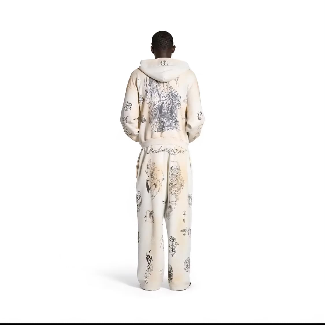 발렌시아가 타투 후드 집업 티셔츠 긴팔 로고 후디 티 상품이미지5