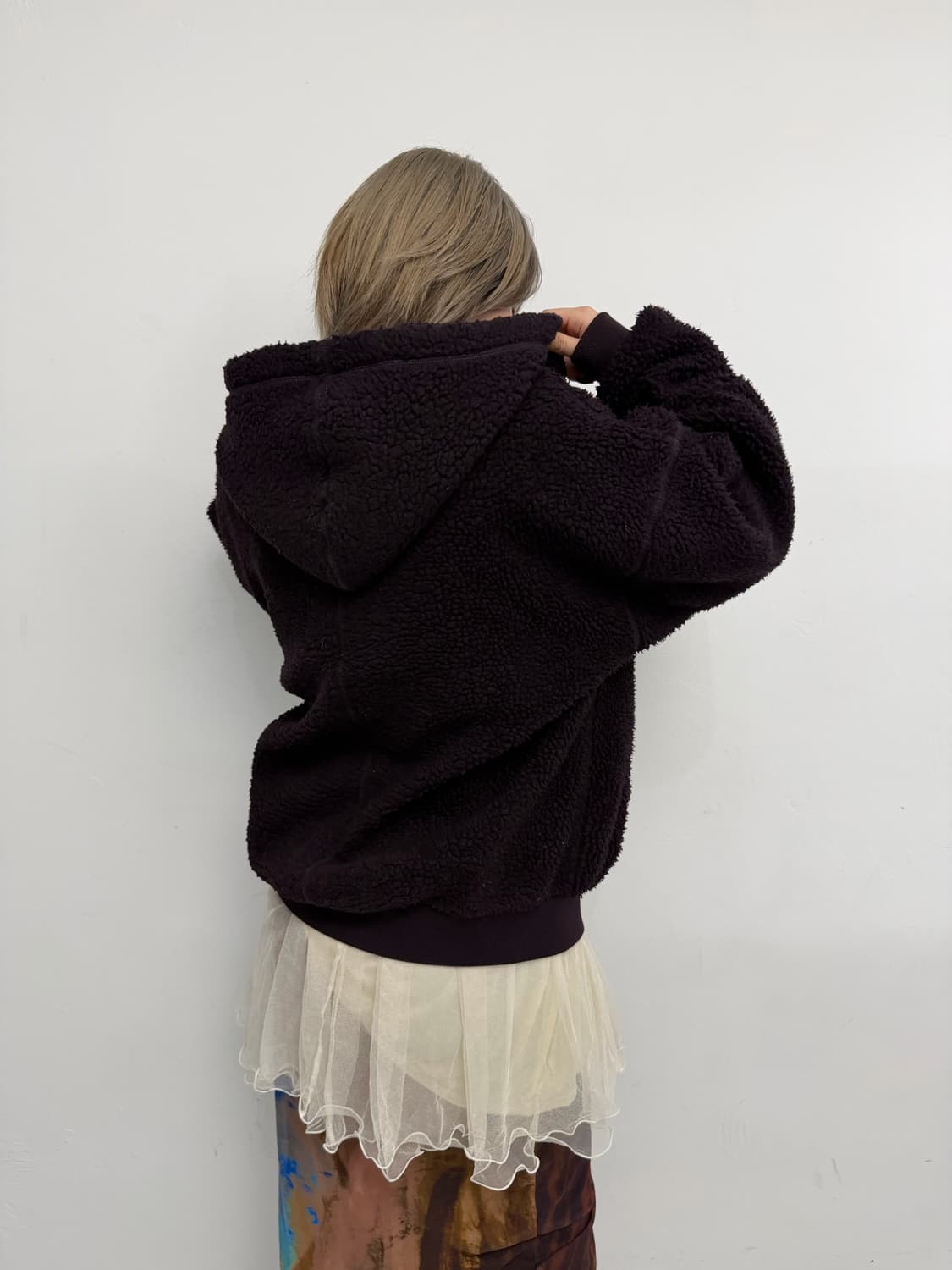 마우지 딥 퍼플 뽀글이 후드 집업 상품이미지3