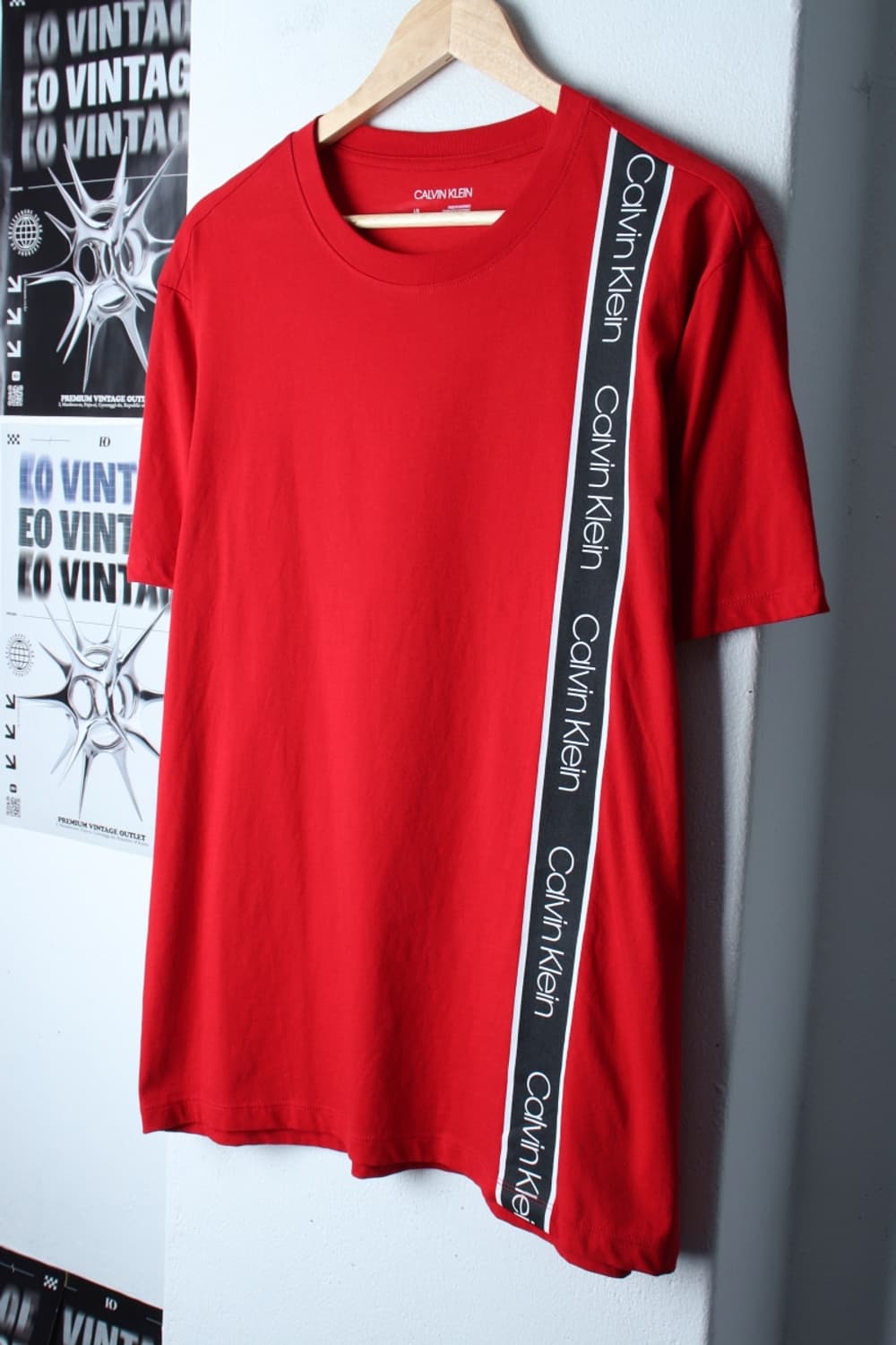 (L-XL) 캘빈클라인 반팔 티셔츠 오버핏 레드 올드스쿨-H30090 상품이미지1