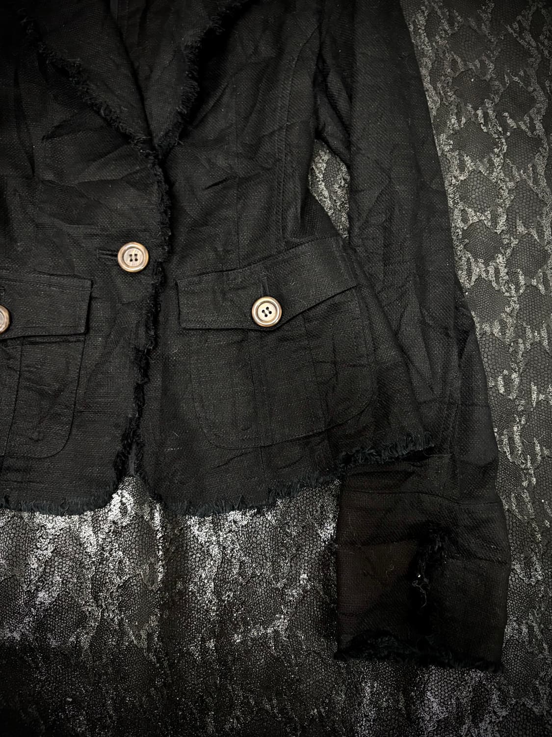  Grunge Cut Detail Black Femme Jacket 상품이미지3