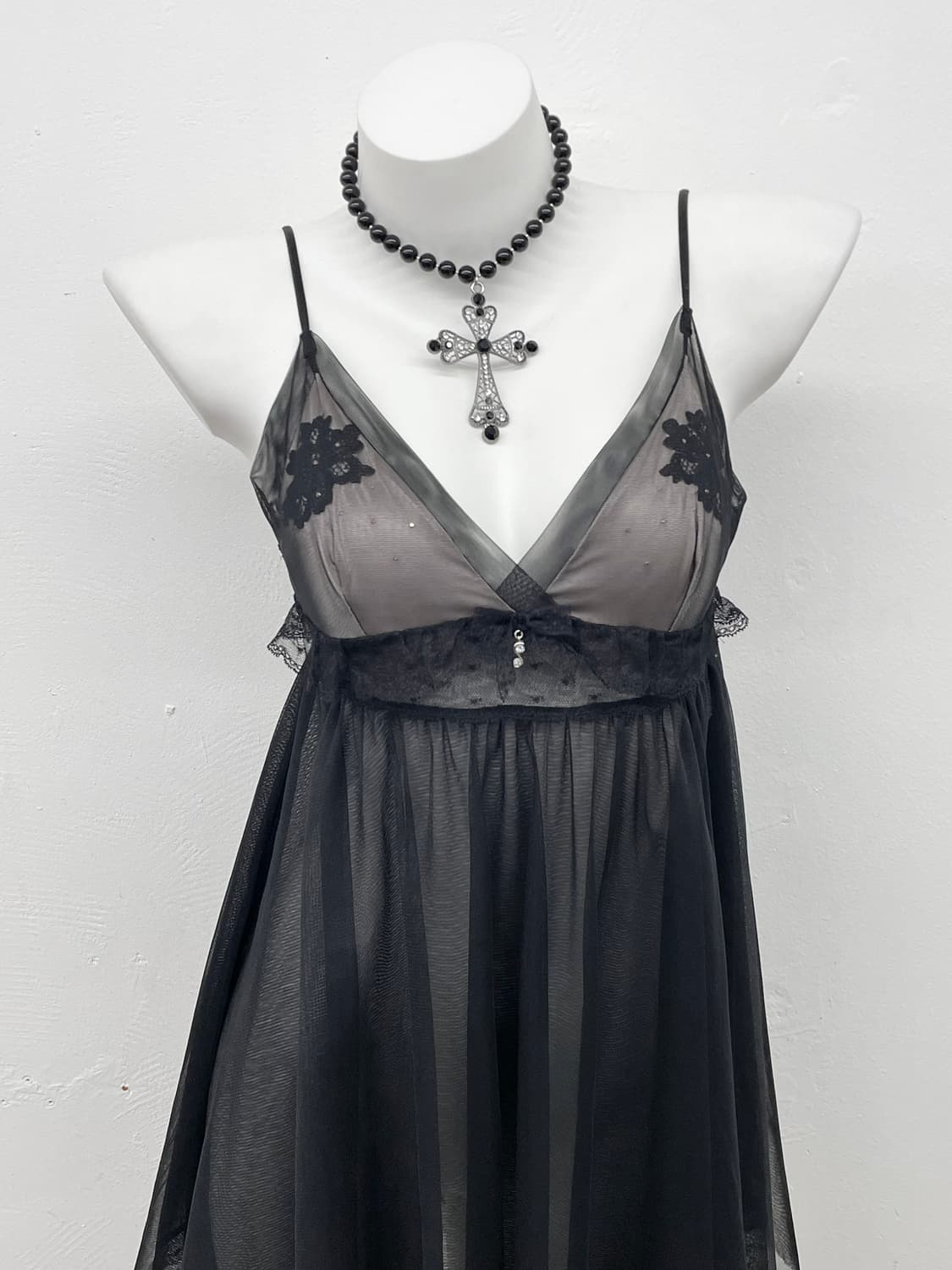 블랙 시어 로맨틱 슬립 상품이미지2