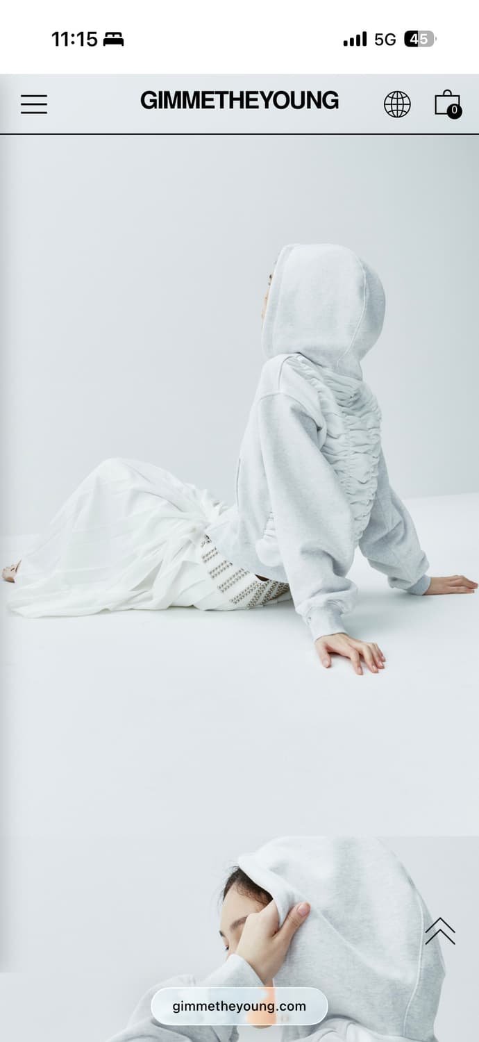 김미더영 백 셔링 후드집업 라이트 그레이 상품이미지2