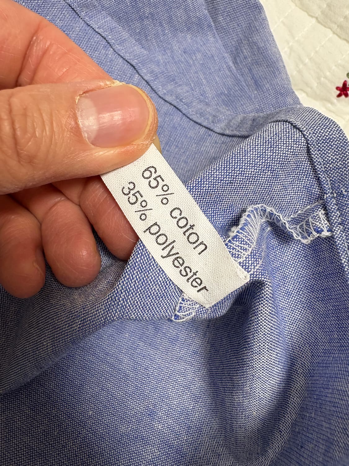 00‘s 프랑스 해군 툴롱항 보급 샴브레이 셔츠(105상당) 상품이미지3