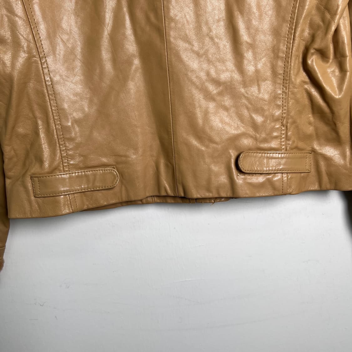 90's 아르마니 익스체인지 베이지 가죽 자켓 S 상품이미지8