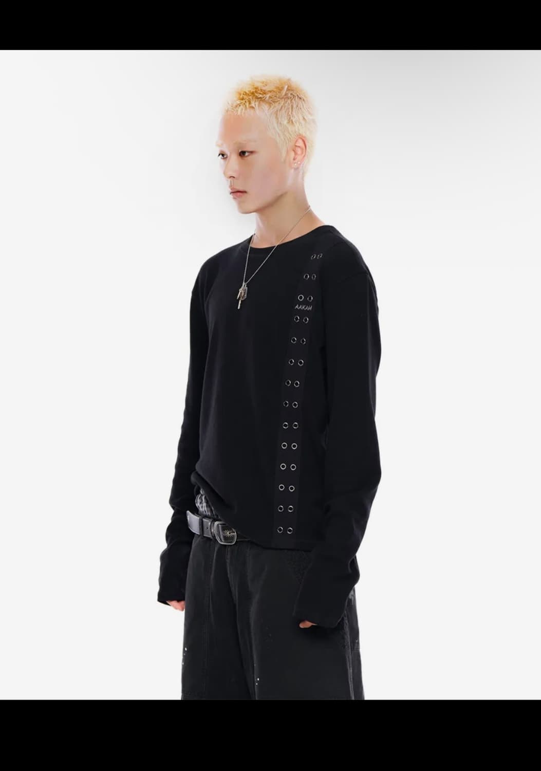 아캄 Side Eyelet Long Sleeve (Black) 상품이미지3