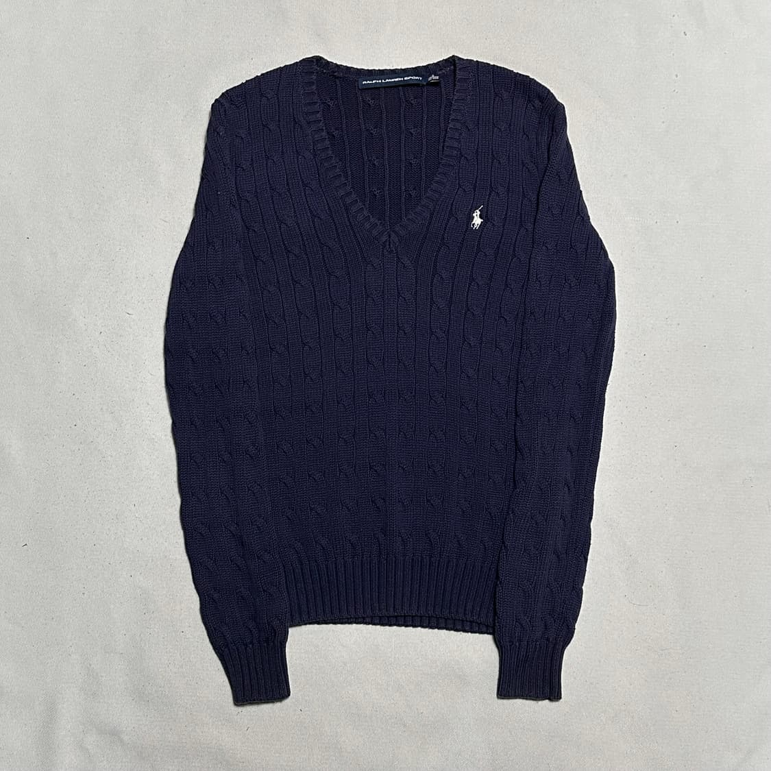 S 폴로랄프러렌 브이넥 케이블 코튼 네이비 니트 상품이미지2