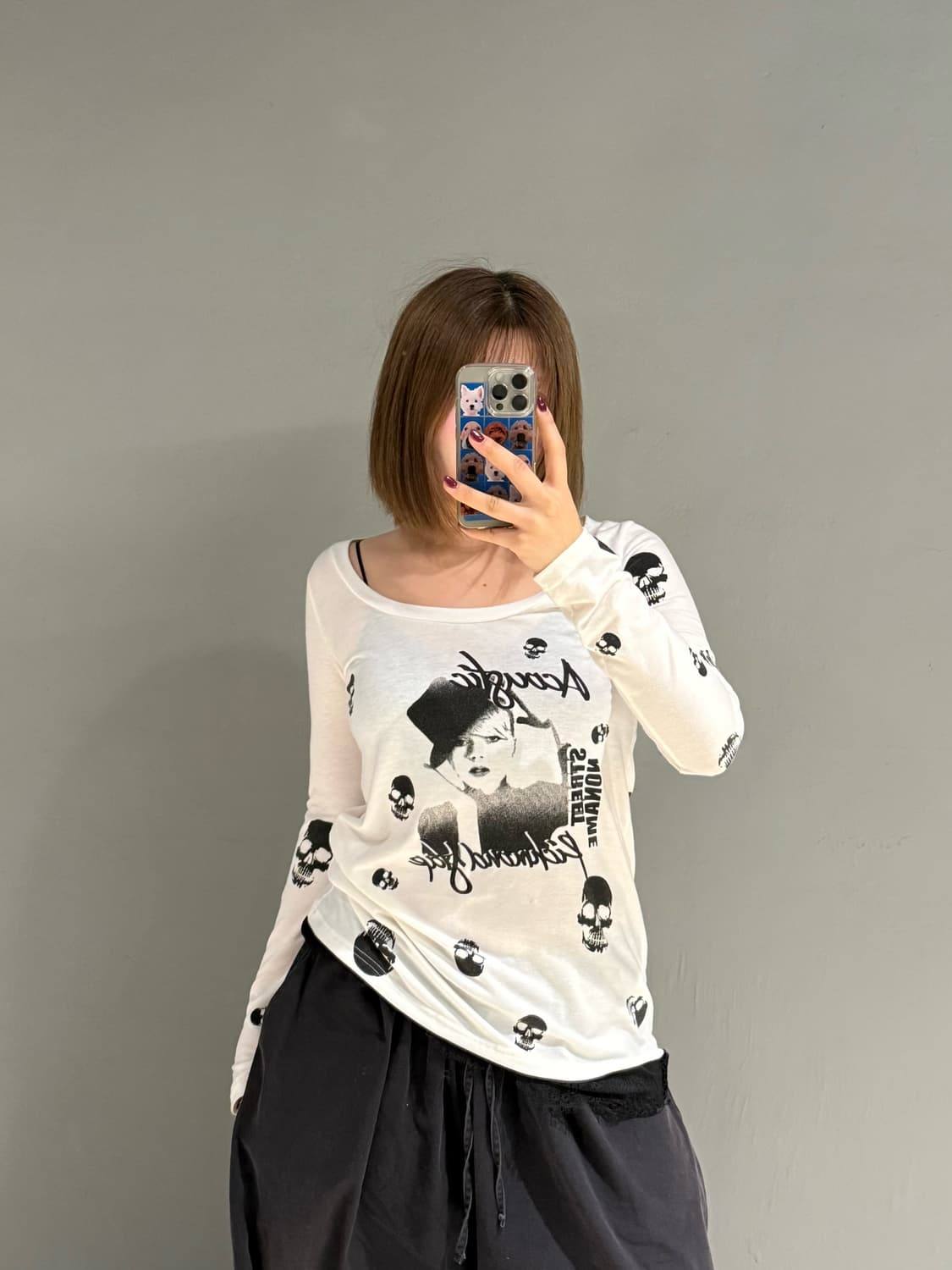 skull & girl printing long sleeve 상품이미지1