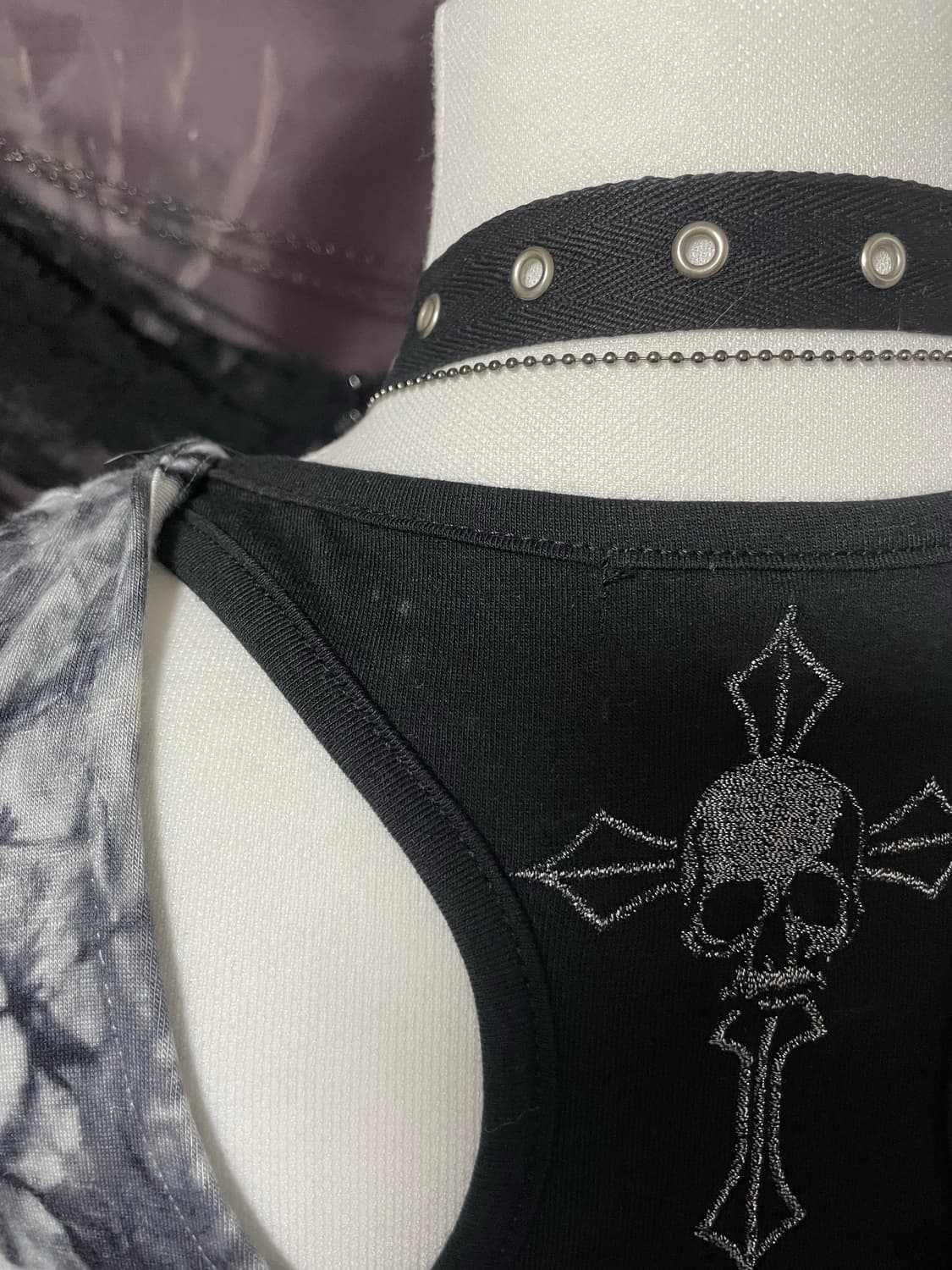 Vkei 00s 고스트오브할렘 카울넥 스컬 레이어드나시탑 대장펑크갸루핀터 상품이미지5
