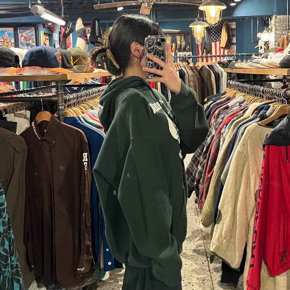 GILDAN Lynx로고 그린 후드티 상품이미지5