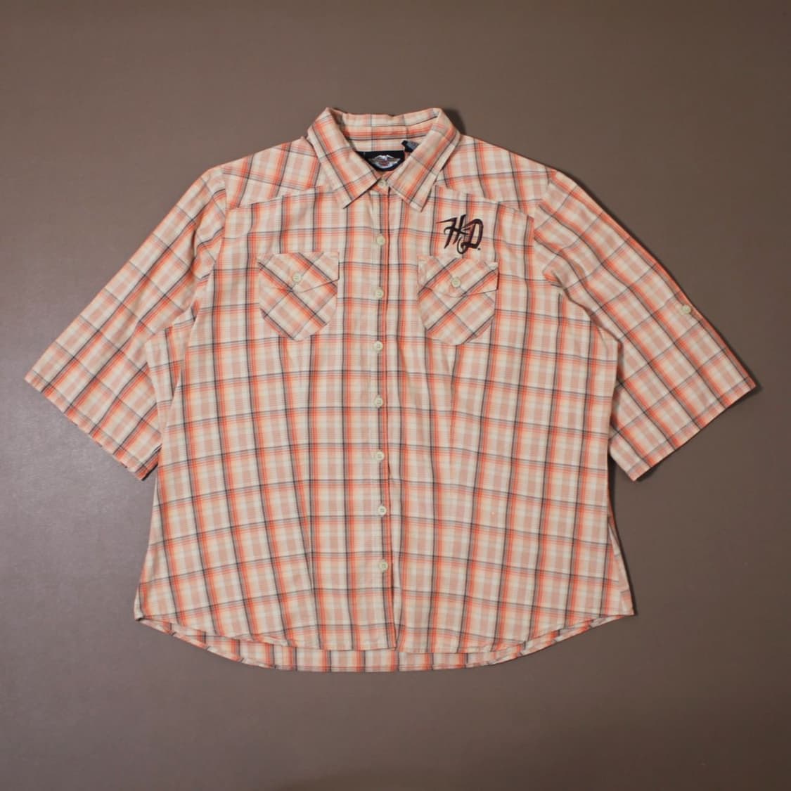 Harley-Davidson 자수 로고 체크 반팔 셔츠 상품이미지1