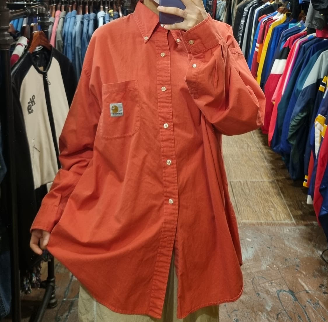 [Hi] 칼하트 긴팔 셔츠 오렌지 레드 상품이미지3