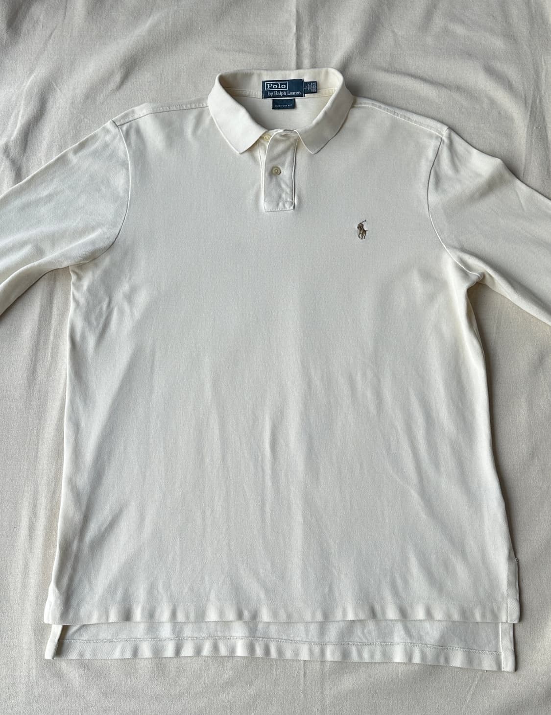 폴로 랄프로렌 크림 긴팔 카라티 커스텀핏 L 상품이미지6