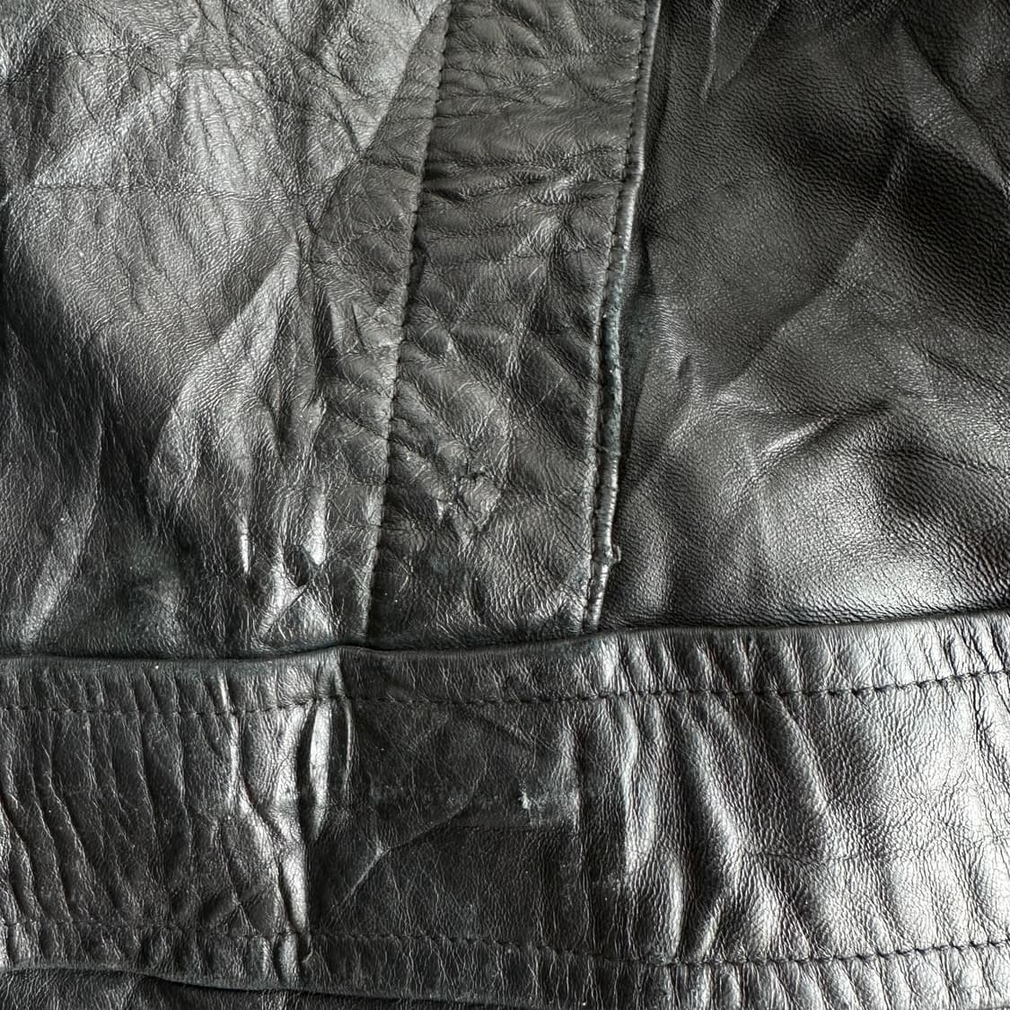 70s VTN inderstries 프렌치 파이어맨 하이넥 레더 코트 상품이미지5