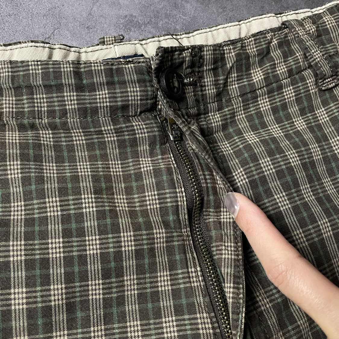 IZOD 아이자드 빈티지 브라운 체크 카고 하프 팬츠 A00775 상품이미지3