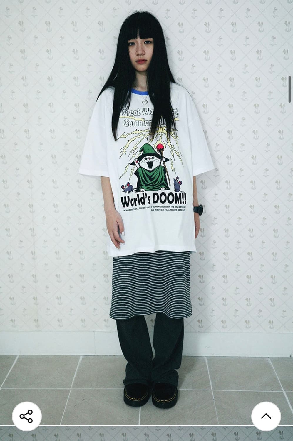 [원더비지터] Stripe Skirt pants (차콜 그레이) 상품이미지2