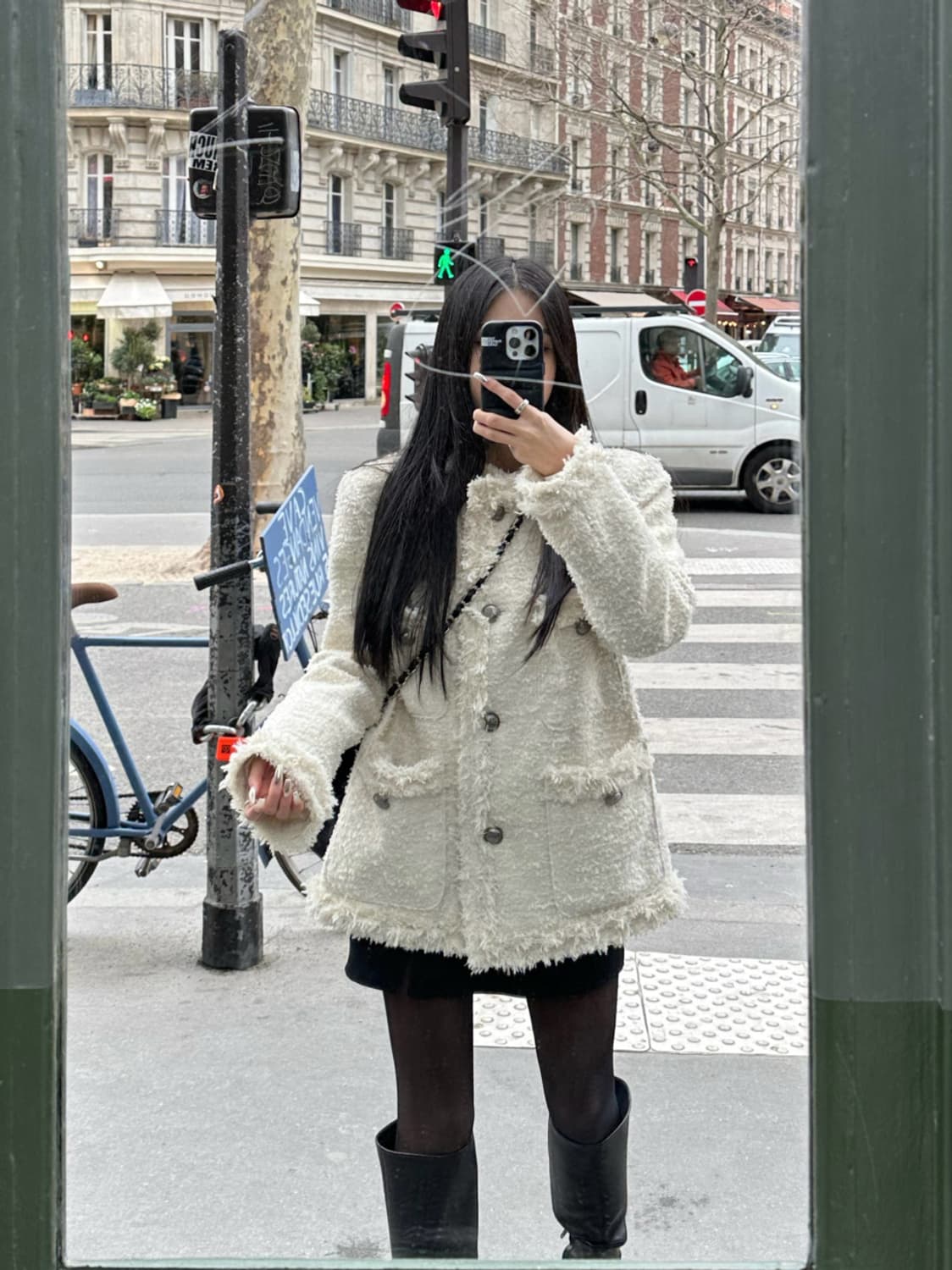 카키포인트 트위드 자켓 아이보리 상품이미지2